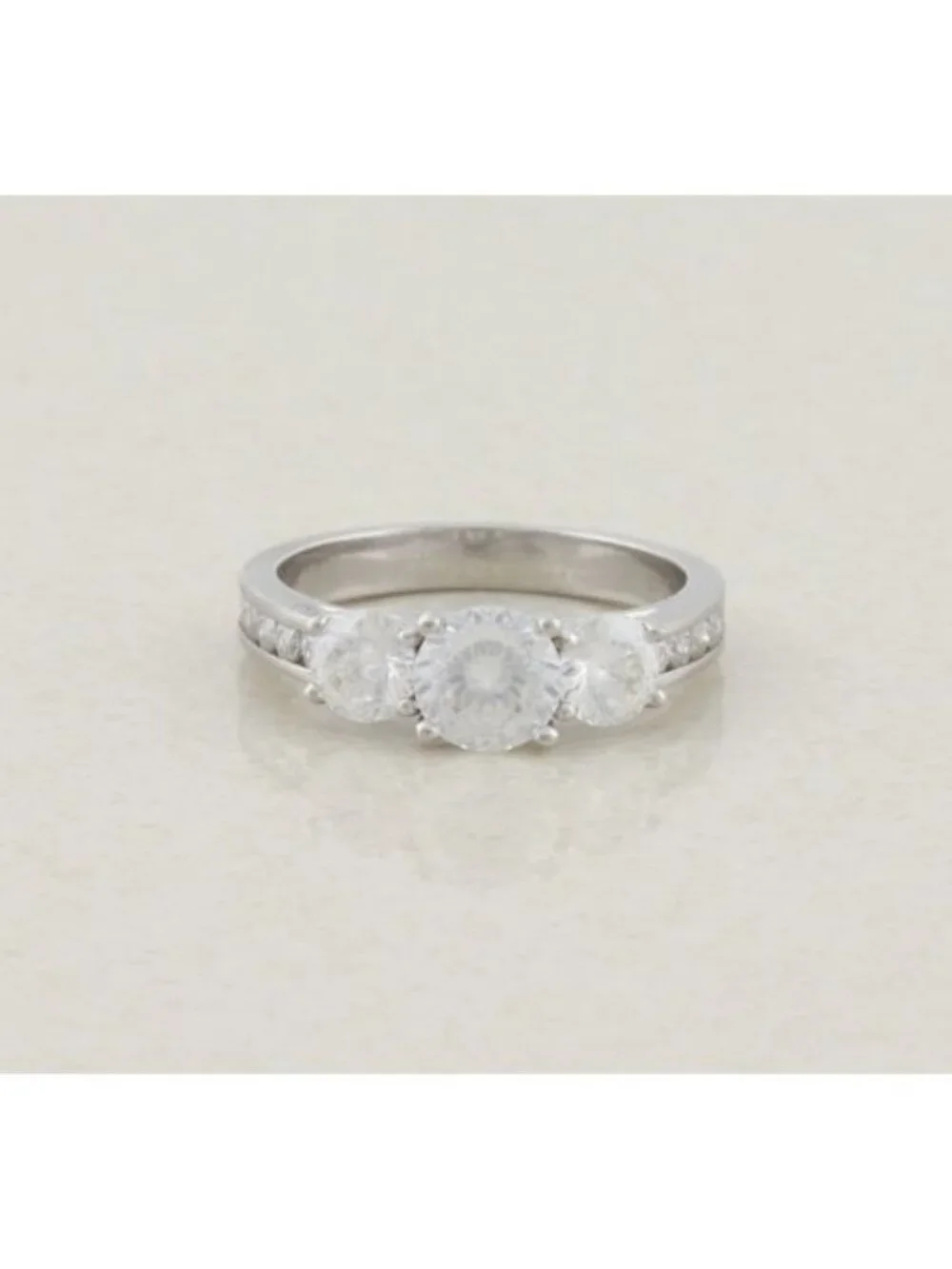 Sterling Silver Lab Created Moissanite Ring Sparkly 8 1/4 Engagement Ring